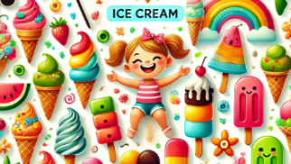 Different types of ice cream for children in summer Different types of ice cream for children in summer