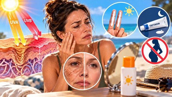 How Sunlight Ages Skin: UVA Versus UVB, Sunscreen Used Properly and What Tretinoin Can Actually Reverse