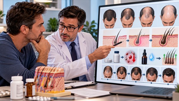 Androgenic Alopecia in Men: The Pattern, the Treatment Doses and the Real Timeline Androgenic Alopecia in Men: The Pattern, the Treatment Doses and the Real Timeline