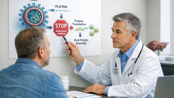 Hepcinat is the drug that inhibits the replication of hepatitis C
