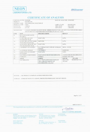 Certificate of Analysis nr.2 with associate: RXShopMD.com