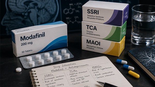Modafinil and Antidepressants: Interactions with SSRIs, TCAs, and MAOIs Modafinil and Antidepressants: Interactions with SSRIs, TCAs, and MAOIs